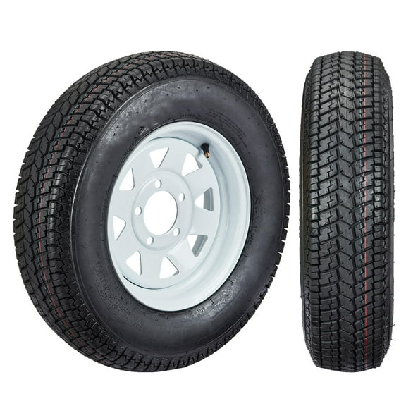 Danolapsi 2 Pack Trailer Tires Rims ST175/80D13 175 80 13 Tire, 5 Lug on 4.5", White Spoke Wheel Load Range C, 6 PLY