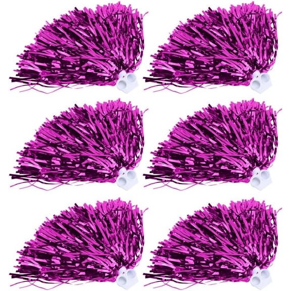 LINLIN 6pcs Cheerleading Poms, Foil Cheerleader Pompoms for Boy Girls School Game Sports Football Basketball Sport Team Spirit Cheer