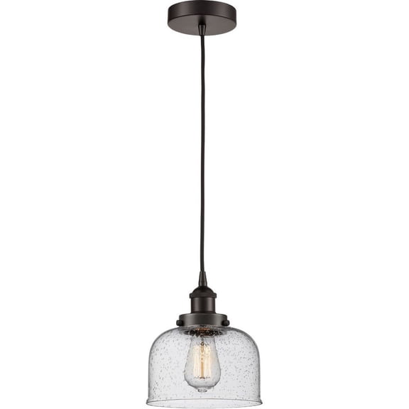 616-1PH-OB-G74 Innovations Lighting Bell - 1 Light Mini Pendant In Industrial Style-10 Inches Tall and 8 Inches Wide-Oil Rubbed Bronze Finish-Seedy