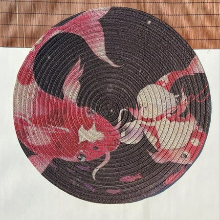 

QWZNDZG Chinese style table mat creative placemat Chinese printing waterproof and oil-proof dinner plate mat round placemat spot