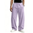 thumbnail image 7 of Men's Baggy Sweatpants Fleece Wide Leg Lounge Pants Drawstring Waist Loose Fit Cotton Jogging Sweat Pants with Pockets S, 7 of 7