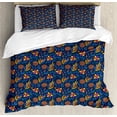 thumbnail image 1 of Floral Duvet Cover Set Queen Size, Colorful Composition of Different Types of Flowers Botanic Artwork, 3 Piece Bedding Set with 2 Pillow Shams, Dark Violet Blue Multicolor, by Ambesonne, 1 of 3
