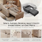 YODOLLA Sleeper Chair, 38 Extra-Wide 3-in-1 Convertible Pull-Out Single Sofa with Adjustable Backrest and Cup Holder, Beige(One PC)