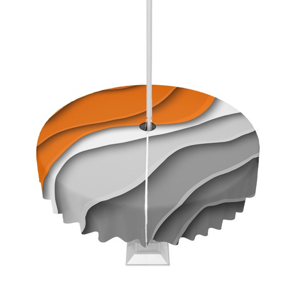 Boanket Outdoor Tablecloth with Umbrella Hole for Patio/Picnic/Party/Camping, Orange Grey Ombre Waterproof Table Cloth Round Cover Washable, Modern Geometric Abstract Aesthetics Cream Dia 60"