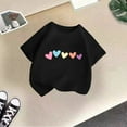 thumbnail image 2 of Utlike Girls Shirt Cute Print Graphic Round Neck Short Sleeve Summer Casual T Shirt Everyday Wear Tee Size 3 Years-4 Years Black, 2 of 4