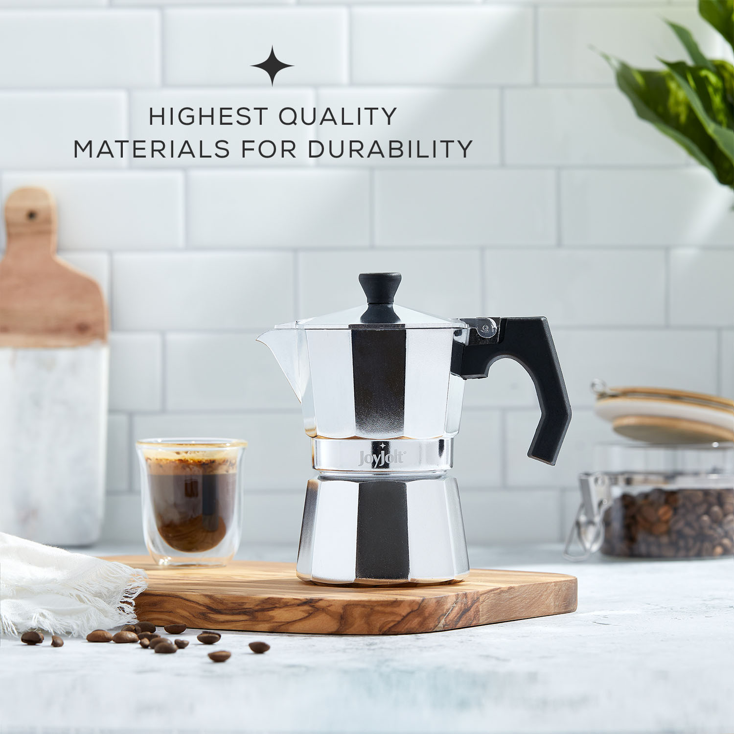Italian Moka Pot Stovetop Aluminum Espresso Maker Percolator [3 Cup]- Ombre Silver