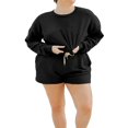 thumbnail image 1 of Women 2 Piece Tracksuits Long Sleeve Sweatshirt and Elastic Shorts, 1 of 9