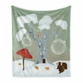 thumbnail image 1 of Tree Soft Flannel Fleece Blanket, Lonely Tree Standing Alone in Crusted Snow with Amanita Muscaria Mushroom and Squirrel, Cozy Plush for Indoor and Outdoor Use, 60" x 80", Multicolor, by Ambesonne, 1 of 6