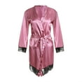 thumbnail image 1 of Women Satin Kimono Bridesmaid Silky Lace Bathrobe Night Gown Robe, 1 of 6