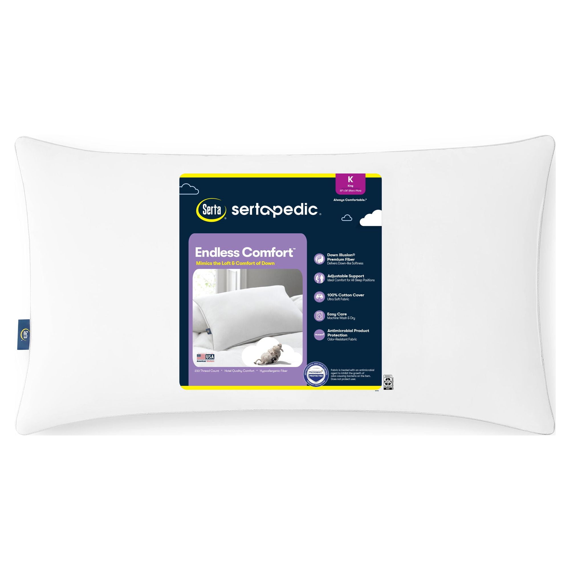 Sertapedic Endless Comfort Pillow, Standard King Size, 2