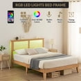 thumbnail image 2 of Bingirl King-Size Bohemian Rattan Bed Frame with Natural Headboard and LED Lights, No Box Spring Required, 2 of 7
