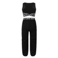 thumbnail image 2 of Sinleey Kids Girls Athletic Sports Outfit Gymnastics Dance Crop Tops with Yoga Pants Trousers Set Black 14, 2 of 7