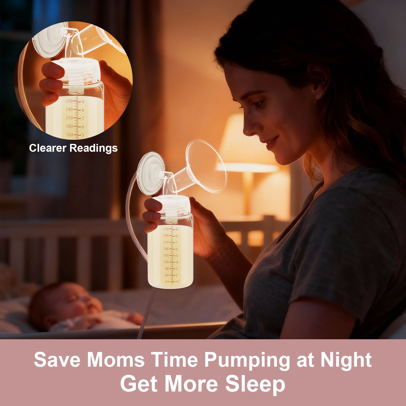 6PCS Breastmilk Storage Bottle for Momcozy Breast Milk Cooler, Wide-Neck Baby Bottles for Pumping Fit Spectra Flange, Spectra Collection Bottles for Fridge, Breastfeeding Essential, 10 oz