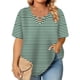 thumbnail image 2 of Tops de Manga Corta de Tamaño Más de las Mujeres, Blusas de Cuello en V Impresas de Verano de Moda para Uso Casual, Diario Y de Fiesta, 2 of 8