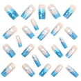 thumbnail image 3 of 24Pieces Square False Nails Mediums Long Frosted Blue Marine Life Design NonToxic For Travelers Students, 3 of 7