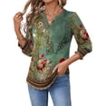 thumbnail image 3 of Fantaslook 3/4 Sleeve Womens Tops Dressy Casual Blouses V Neck Work Shirts Trendy Tops with Smocked Cuffs, 3 of 6