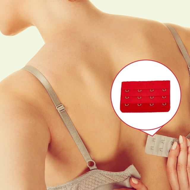 Extenseurs de Bretelles de Soutien-Gorge Boucle 4 Coutures Serrées Pratiques Crochet Fin Respirant Accessoires Pratiques Réglables Remplacement 3 Rangées sous-Vêtements Rouge Vif
