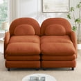 thumbnail image 3 of Teddy Fabric Cloud-like 2-Seat Sofa,Curved Backrest and Armrest with Curved Lumbar Pillows, Sectional 2 Seater Modular Couch with 2 movable Ottomans and Supportive Double-layer cushion,Orange, 3 of 5