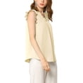 thumbnail image 4 of Unique Bargains Women's Ruffled V Neck Sleeveless Work Summer Tops Shirts M Beige, 4 of 7