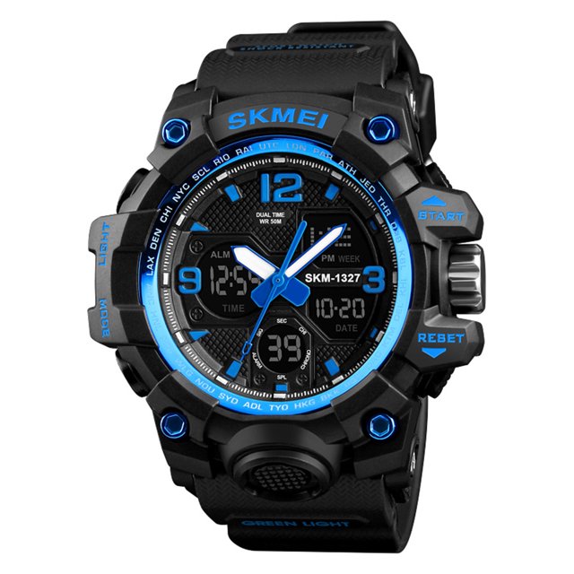 Reloj impermeable con pantalla dual, luz de fondo, esfera redonda, deportes, reloj de pulsera digital, alarma, cronómetro seitruly EL4547-02