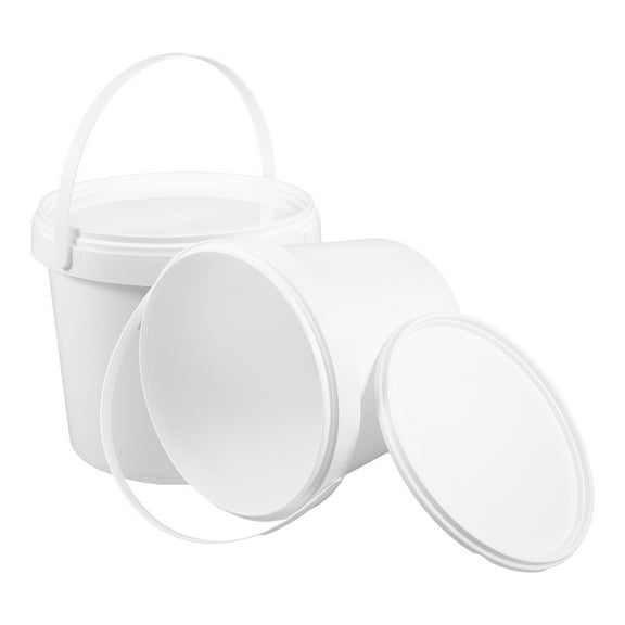 2pcs Plastic Pails with Lids, 2L Water Bucket Food Grade Storage