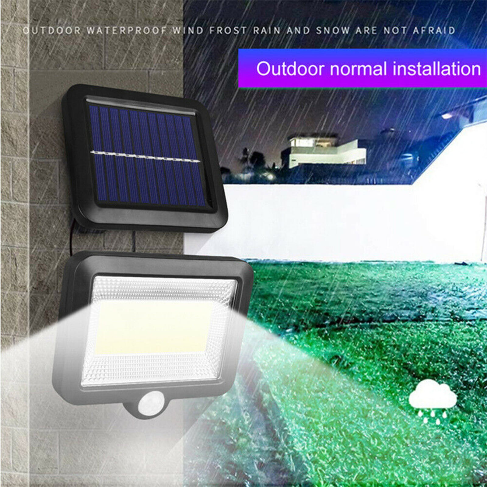 Solar LED PIR Motion Sensor Separable Light Waterproof Outdoor Garden Wall Lamp 