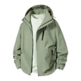 thumbnail image 2 of XUNKUSGA Rain Jacket Men Lightweight Windproof Waterproof Softshell Jacket with Chest Zipper Pocket Long Sleeve Full Zip Up Hiking Jackets with Hood for Golf Travel,Green,2XL, 2 of 9