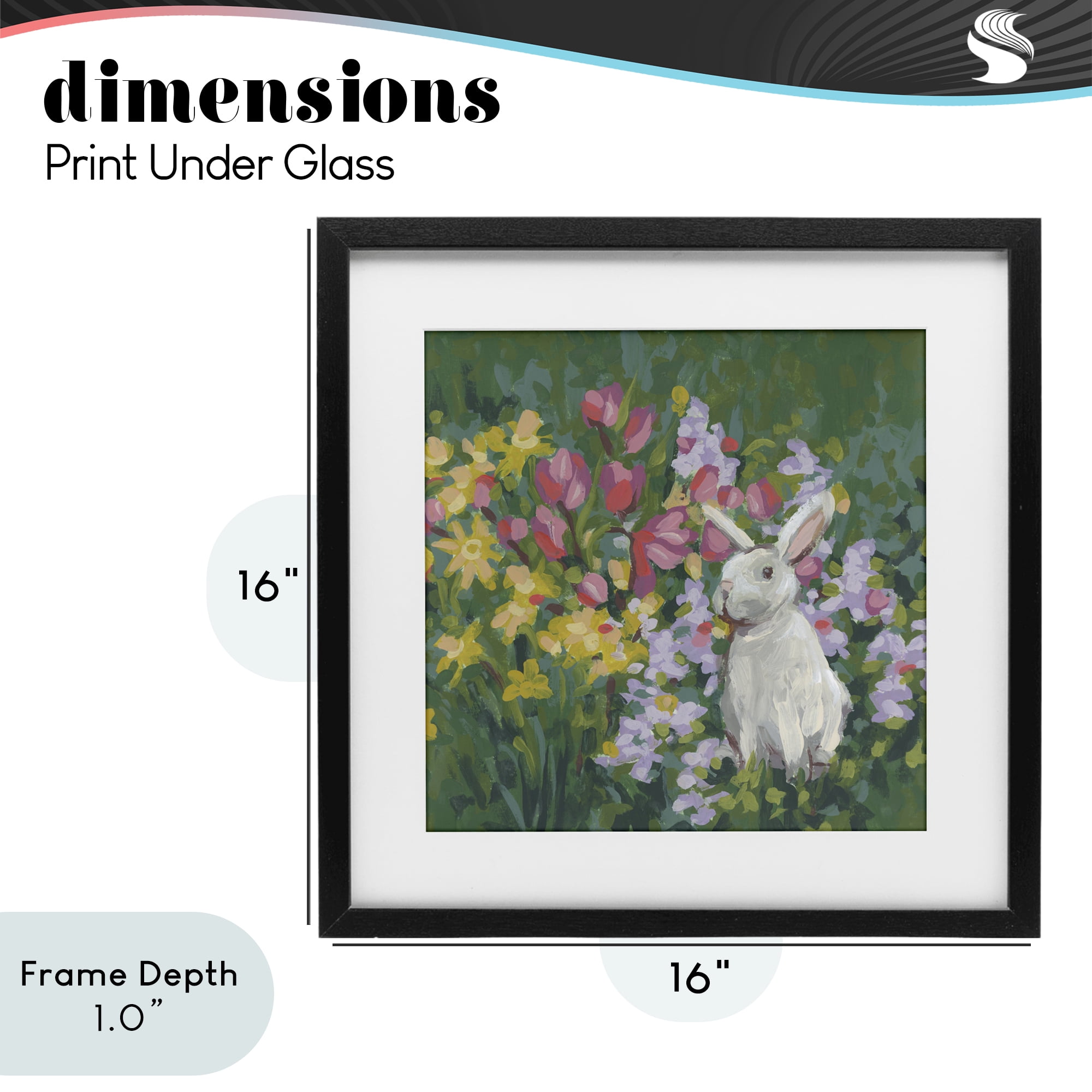 Stupell Industries Botanical Bliss Bunny Black Framed Print Under Glass, design by June Erica Vess