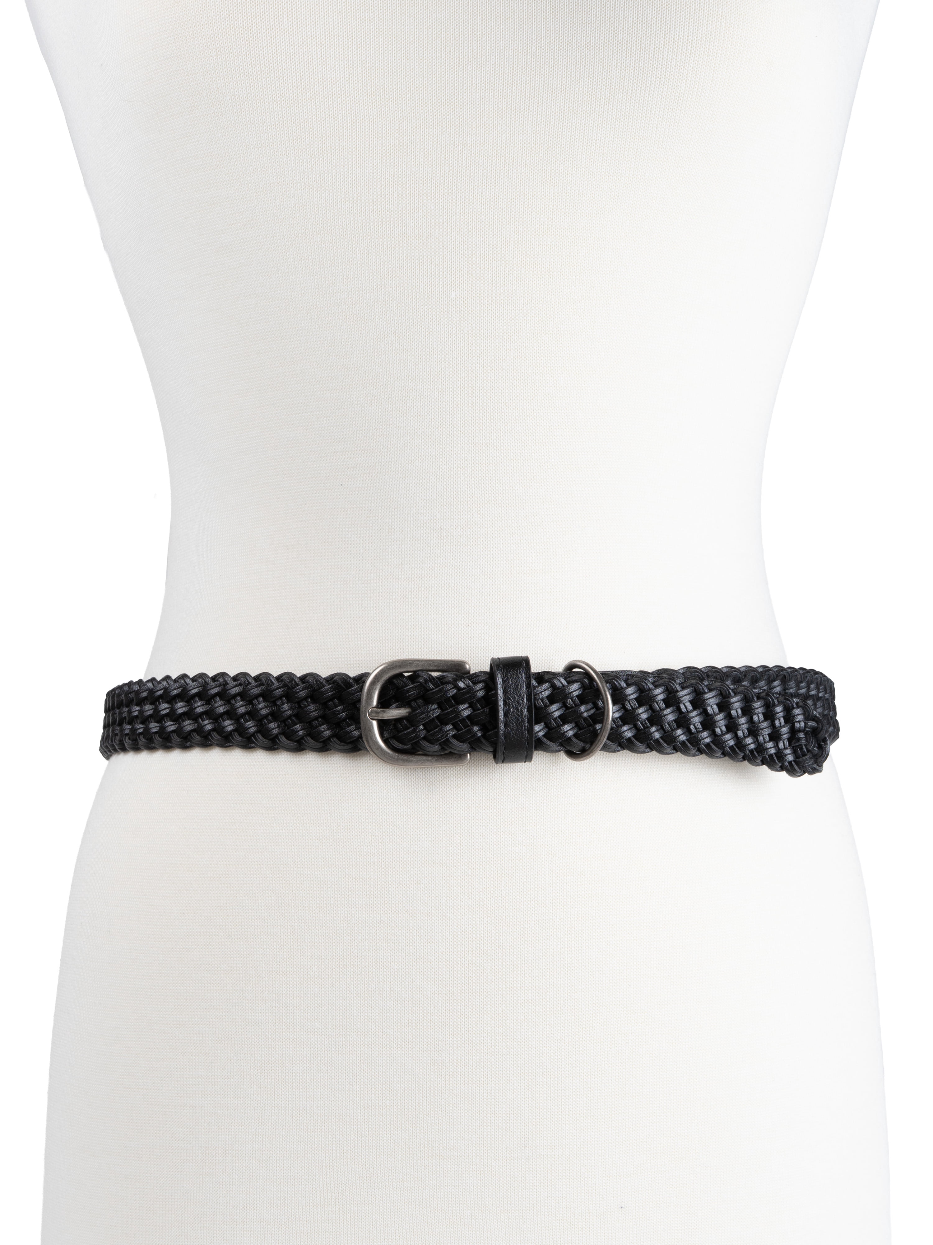 Time and Tru Women's Braided Belt, Black