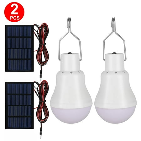 

Portable Solar Powered LED Bulb Light PASEO Outdoor Rechargeable Solar Energy Panel Lamp Lighting for Hiking Fishing Camping Tent Indoor Home Chicken Coop Shed Emergency Lights White