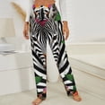thumbnail image 3 of Zebra Tropical Flowers Vibrant Print Winter Female Pants Flannel High Waist Women Pants Lady Warm Straight Leg Plush Trousers, 3 of 7