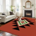 thumbnail image 3 of Triangle Combination Pattern Area&nbsp;Rug 5x8ft Black Green Red Retro Decor Non-Slip&nbsp;Washable Square&nbsp;Rugs Soft Felt Indoor Floor Mat for Bedroom Kitchen Living Room Bathroom, 3 of 9