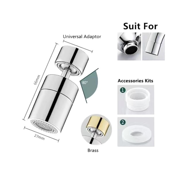 Kitchen Basin Universal Faucet Bubbler Pressurized Brass Splash-proof Water Extension Faucet Aerator Universal Shower ,Easy to Install
