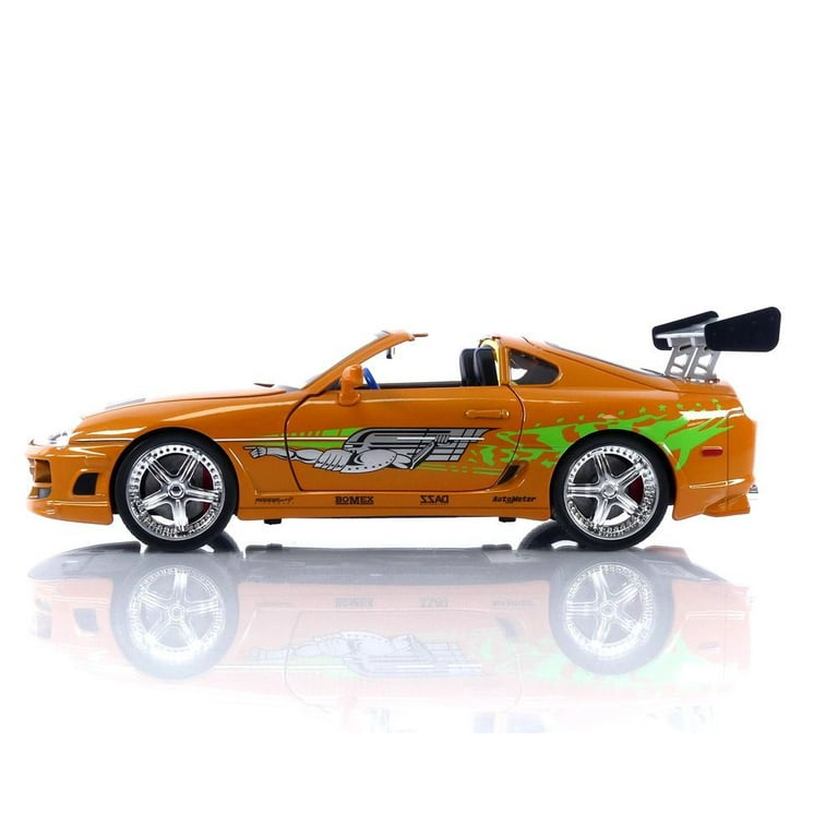 1995 Toyota Supra Orange Metallic with Lights and Brian Figurine