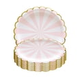 thumbnail image 1 of Ensemble de 8 Assiettes Jetables de 9 Pouces Rayures Roses Vaisselle en Papier Compostable Vaisselle Écologique Dégradable pour Anniversaires Barbecues Camping Pique-Niques Fête, 1 of 8