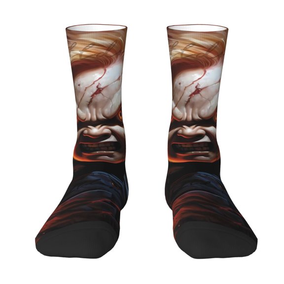 Saiise Chucky Funny Socks Men Women Adults Novelty Graphic Crew Tube Socks Crazy Design Casual Dress Socks for Sports,Running,Travel