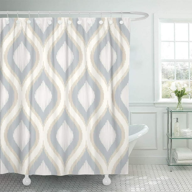 SUTTOM Modern Beige Ikat Geometric Pattern Gray Wall Damask Retro