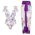 thumbnail image 1 of 1 juego de bañador de una pieza con estampado floral ajustado para mujer con falda cruzada multiusos, 1 of 5