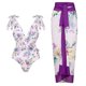 thumbnail image 1 of 1 juego de bañador de una pieza con estampado floral ajustado para mujer con falda cruzada multiusos, 1 of 5