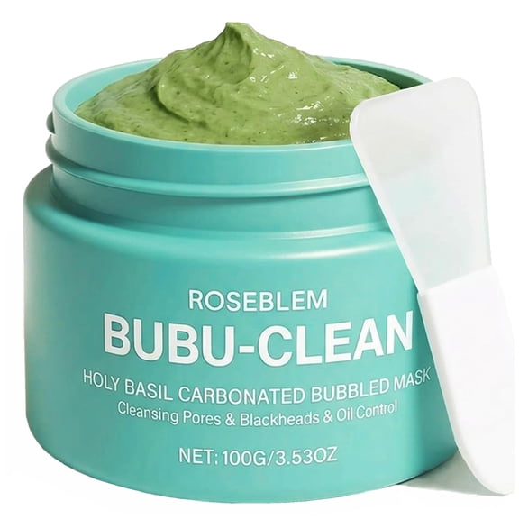 Roseblem Foaming Purifying Clay Mask with Kaolin Clay & Bamboo Charcoal, Deep Pore Cleansing to Detox, Lift & Absorb Excess Oil, 100g (3.53 oz)