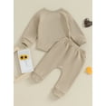 thumbnail image 4 of Suealasg Toddler Baby Boys Girls Fall Winter Clothes 6M 12M 18M 2T 3T Kids Crew Neck Long Sleeve Sweatshirt Pullover Top Drawstring Pants Sets 2Pcs, 4 of 9