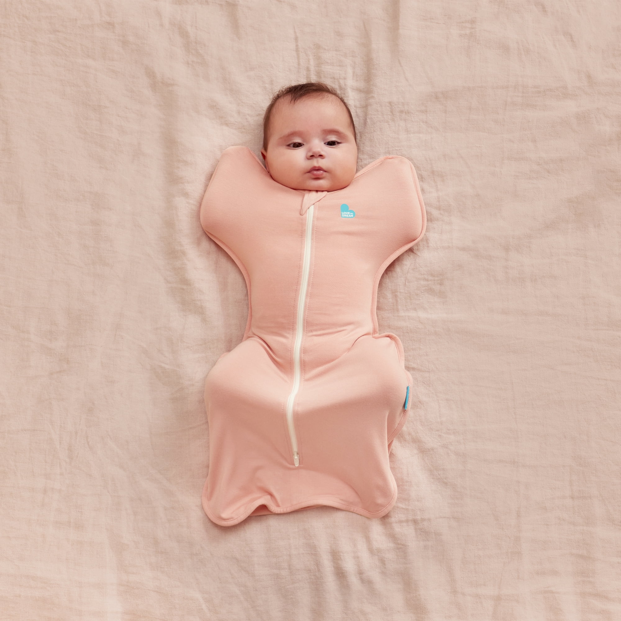 Love to Dream Swaddle Up LITE Cotton 0.2 TOG Baby Sleep Sack, Arms Up Design, Twin Zipper, Newborn 5-8.5 lbs, Blush Pink