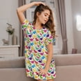 thumbnail image 3 of Balery Colorful Dinosaurs Camisón de manga corta con cuello redondo para mujer, cómodo y elegante., 3 of 6
