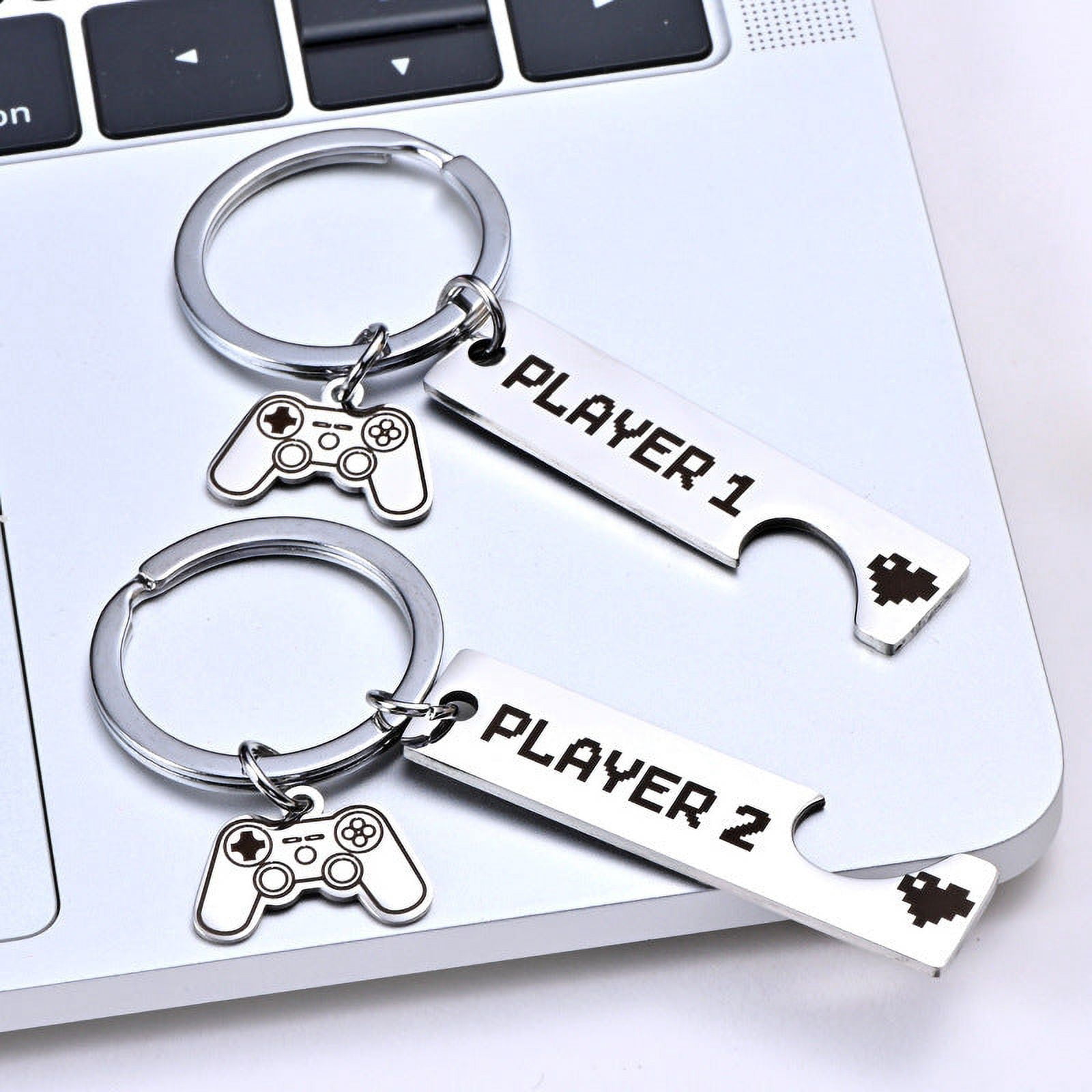 His and Hers Matching Keychains, Metal Couple Keychain Set for Boyfriend Husband Gifts, 2Pcs Titanium Steel Keyrings, 12x50mm with Gift Box