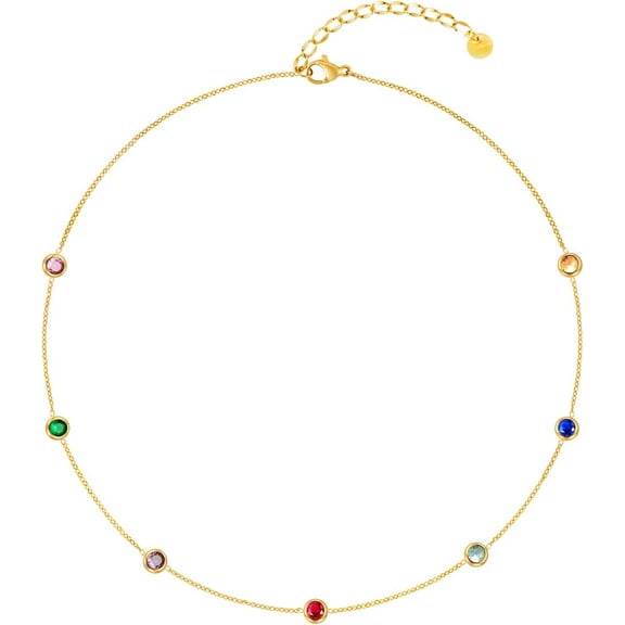 Dainty Gold Necklace for Women, Gold Plated Cubic Zirconia Drop Satellite Chain Necklace Jewelry for Women[q823]