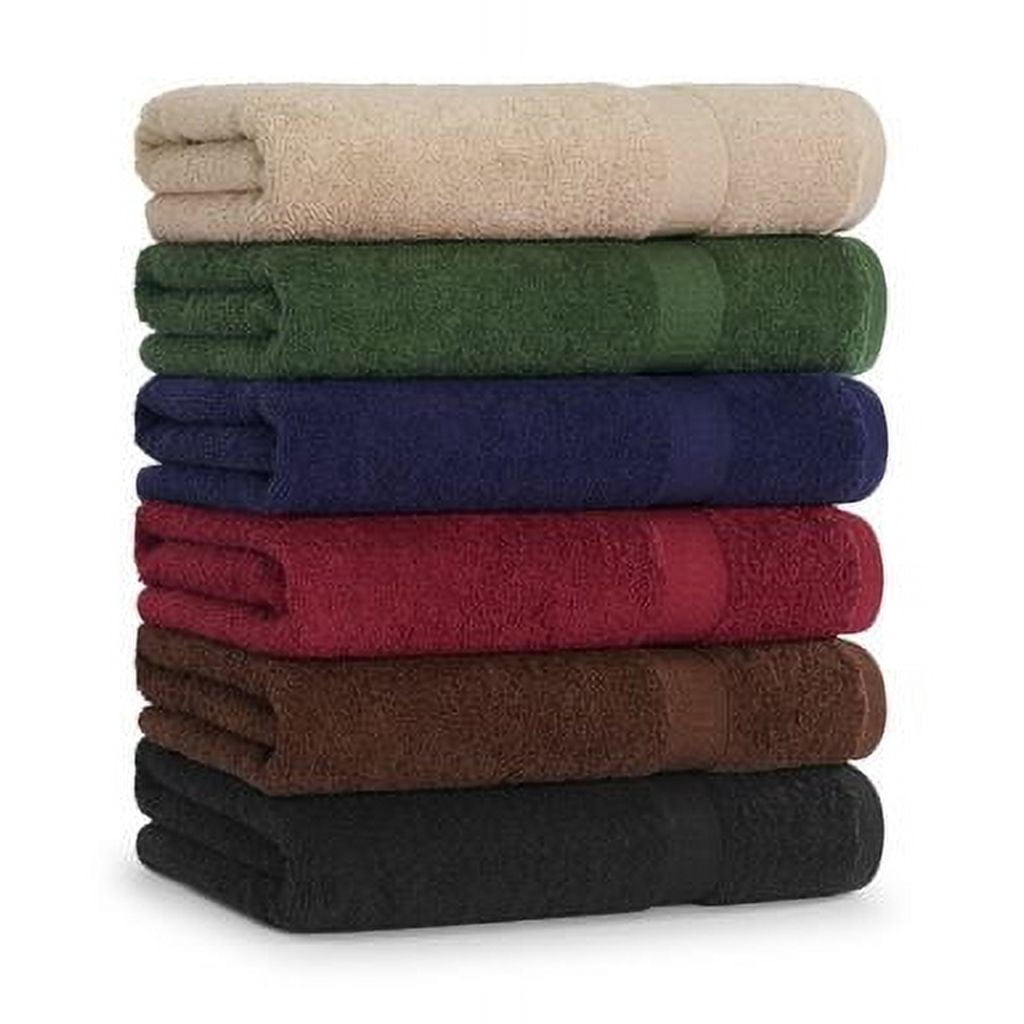 Arkwright True Color Bath Towels (6-Pack), 25x52 in., Ring Spun Cotton, Navy
