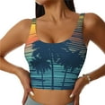thumbnail image 3 of Goofa Palm Trees Printed Sports Bras for Women, High Impact Running Bra Workout Crop Tank Tops Longline Sports Bra Push up-Medium, 3 of 9