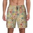 thumbnail image 2 of Picia Retro Geometry pattern Mens Swim Trunks with Compression Liner Stretch Beach Shorts Quick Dry with Zipper Pockets No-Chafing Board Shorts-, 2 of 9