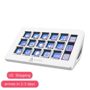 AJAZZ AKP153E Studio Deck Stream Controller - 15 Macro Keys, PC/Mac Compatible for OBS, Twitch, YouTube, Photo/Video Editing (White)