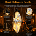thumbnail image 4 of Halloween Broom Swing Ghost,4.3FT White Cloth Ghost Hanging Ornament with Witch Hat Broom for Decor Porch Yard Tree, 4 of 7